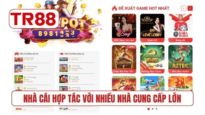 Nhà cái hợp tác với nhiều nhà cung cấp lớn